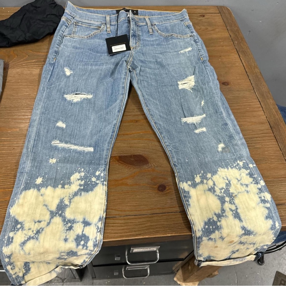 Trendy Light Blue Distressed Boyfriend Jeans